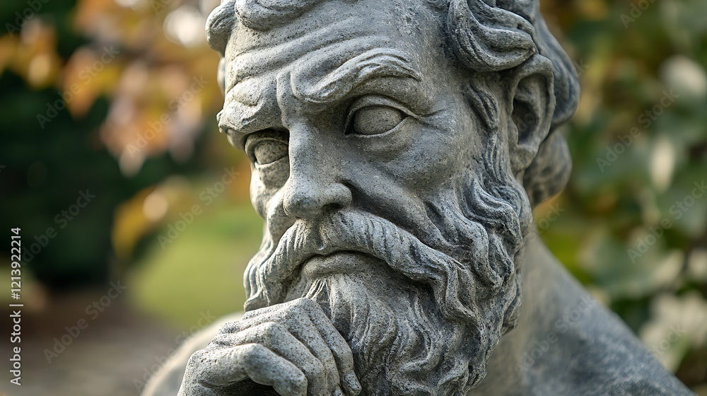 Classic stone sculpture of an ancient philosopher with detailed features Classic stone sculpture of an ancient philosopher with detailed features