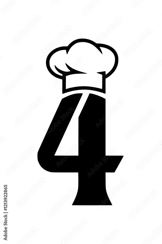 Number 4 with chef hat logo design, Creative logo featuring the number 4 with a chef hat, symbolizing culinary arts, food businesses, restaurants, and professional cooking services branding.
Number 4 with chef hat logo design, Creative logo featuring the number 4 with a chef hat, symbolizing culinary arts, food businesses, restaurants, and professional cooking services branding.