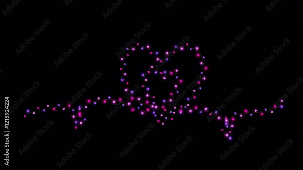 Valentine's Heart Shape Lights String Overlay Element with Alpha Channel Valentine's Heart Shape Lights String Overlay Element with Alpha Channel