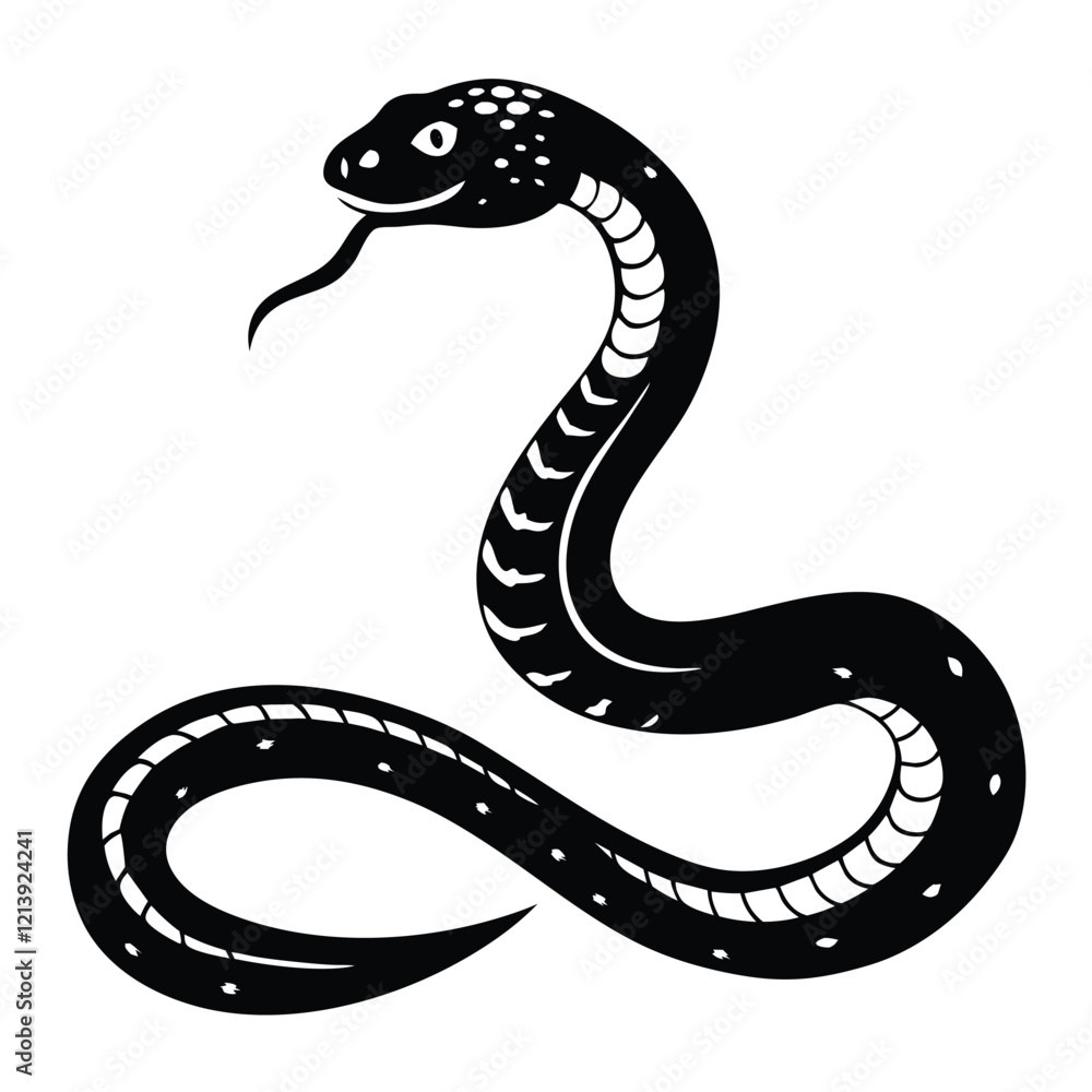 Fototapeta premium snake Black and white vector illustration animal silhouette for t shirt 