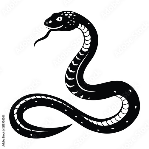  snake Black and white vector illustration animal silhouette for t shirt 