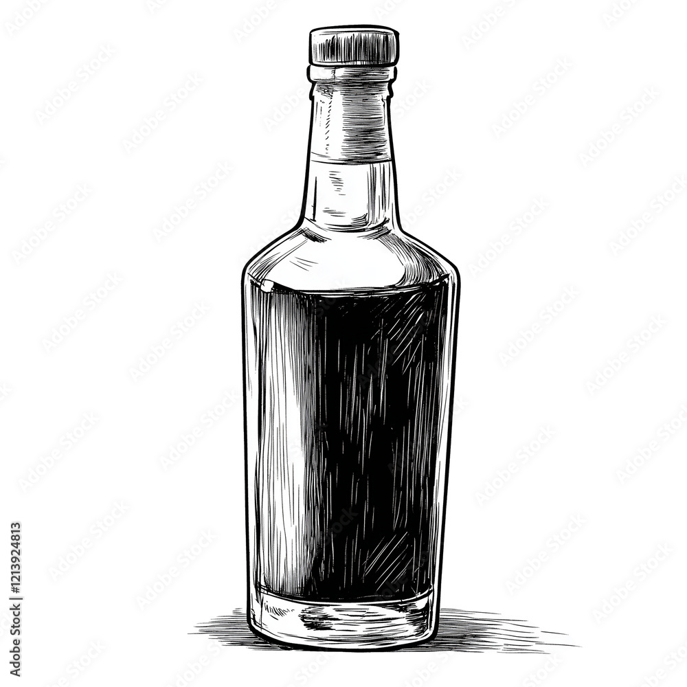 Hand-Drawn Illustration of a Glass Bottle Hand-Drawn Illustration of a Glass Bottle