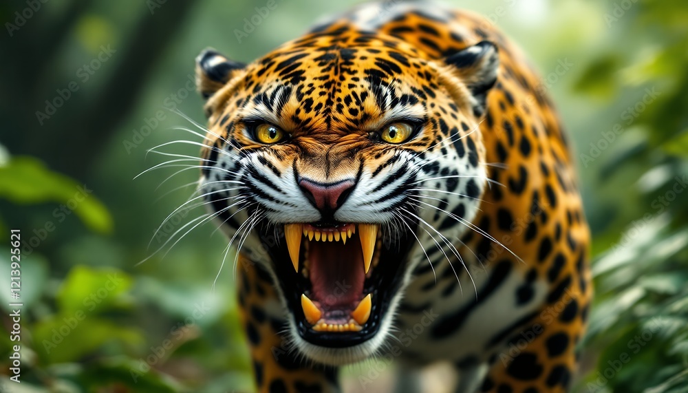 Obraz premium Magnificent Jaguar: A Portrait of Wild Power