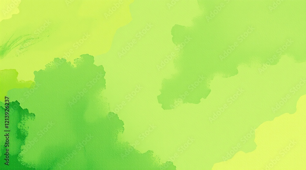 Obraz premium Abstract green watercolor paint paper background texture, blending warm and cool tones of green, from lime to forest, with hints of blue and yellow, and soft, feathery brushstrokes.
