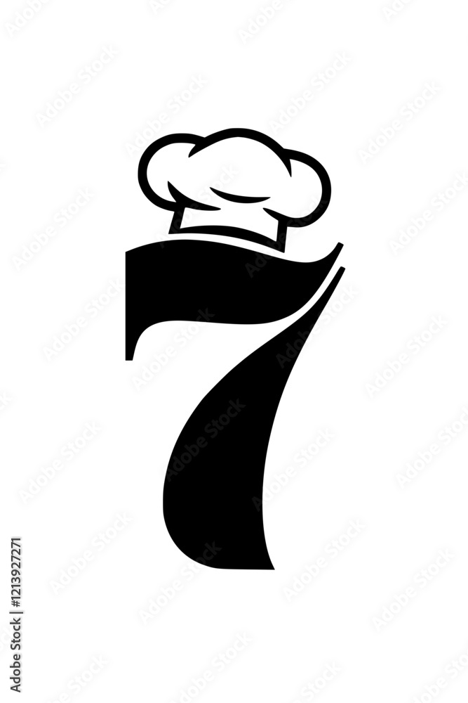 Number 7 with chef hat logo design, Stylized logo featuring the number 7 with a chef hat, ideal for culinary businesses, food branding, restaurants, and professional cooking services.
Number 7 with chef hat logo design, Stylized logo featuring the number 7 with a chef hat, ideal for culinary businesses, food branding, restaurants, and professional cooking services.
