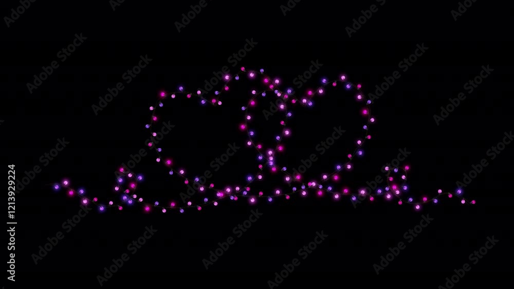Valentine's Heart Shape Lights String Overlay Element with Alpha Channel Valentine's Heart Shape Lights String Overlay Element with Alpha Channel