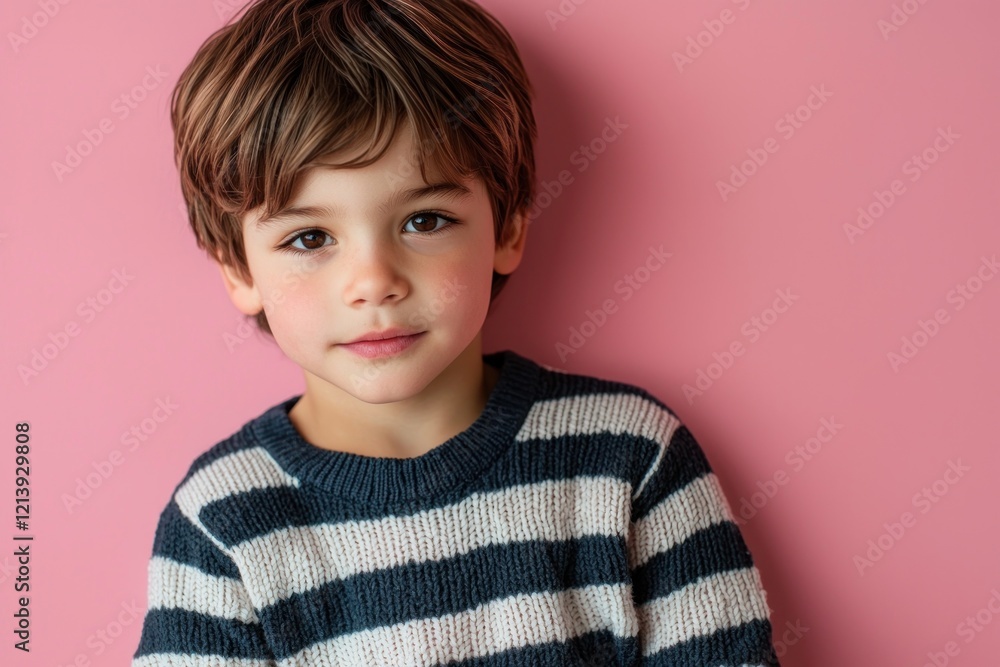 Cute boy in a striped sweater, isolated on pink. Cute boy in a striped sweater, isolated on pink.