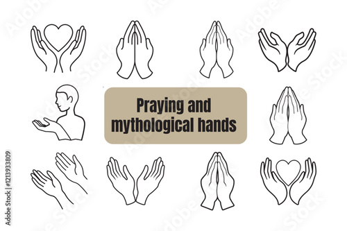 Praying and mythological hands icon silhouette