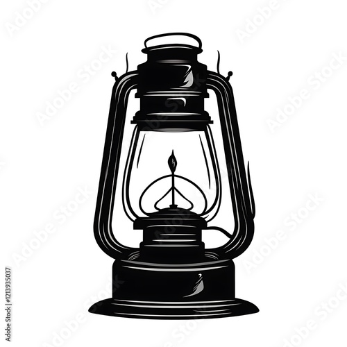 Vintage lantern silhouette, dark background, illustration use photo