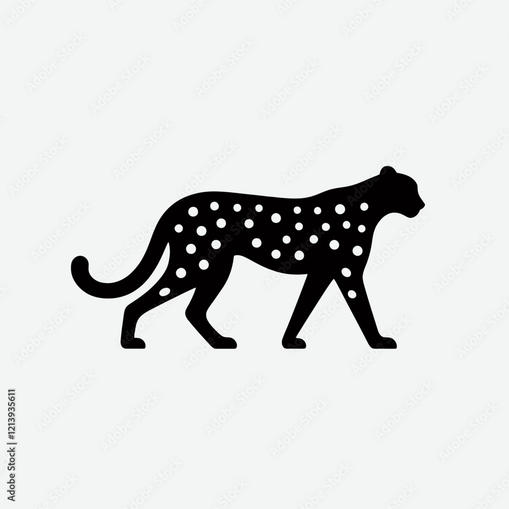 Cheetah silhouette in black on a white background Cheetah silhouette in black on a white background