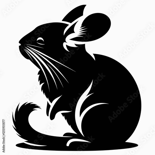 Chinchilla silhouette in black on a white background