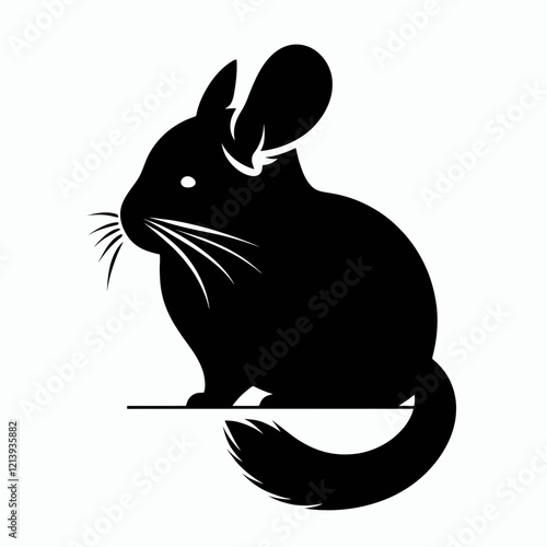 Chinchilla silhouette in black on a white background