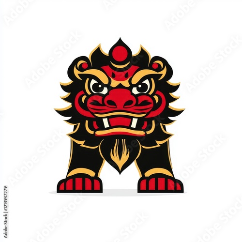 Stylized Shisa Lion Dog Guardian Illustration