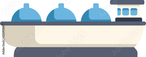 Lng tanker ship sailing on water transporting liquefied natural gas across ocean in flat design