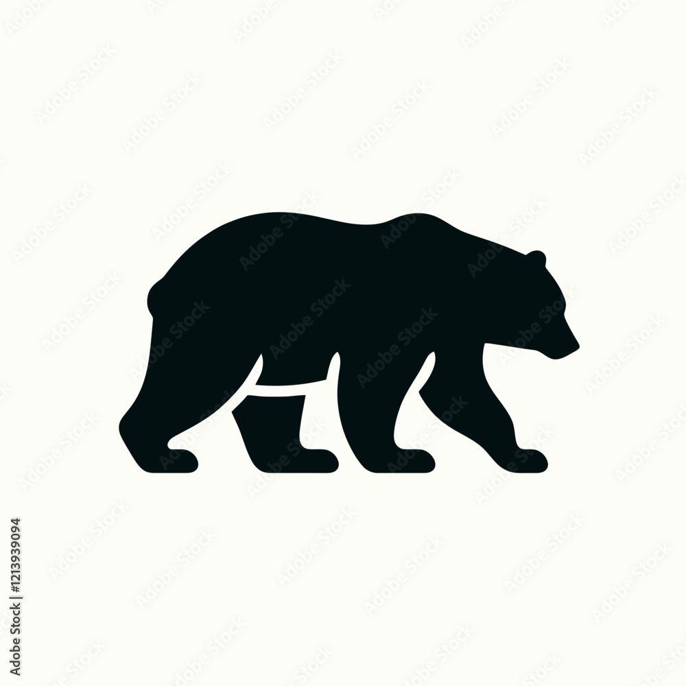 Fototapeta premium Polar Grizzly Bear silhouette in black on a white background