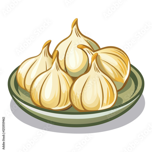 whole garlic on the plate 