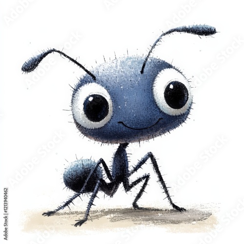 Cute Blue Ant With Big Eyes and Cheerful Smile photo