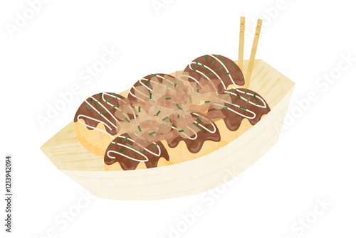 美味しそうなたこ焼きのベクターイラスト