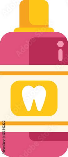 Mouthwash bottle promoting oral hygiene for healthy teeth, a visual representation of dental care
