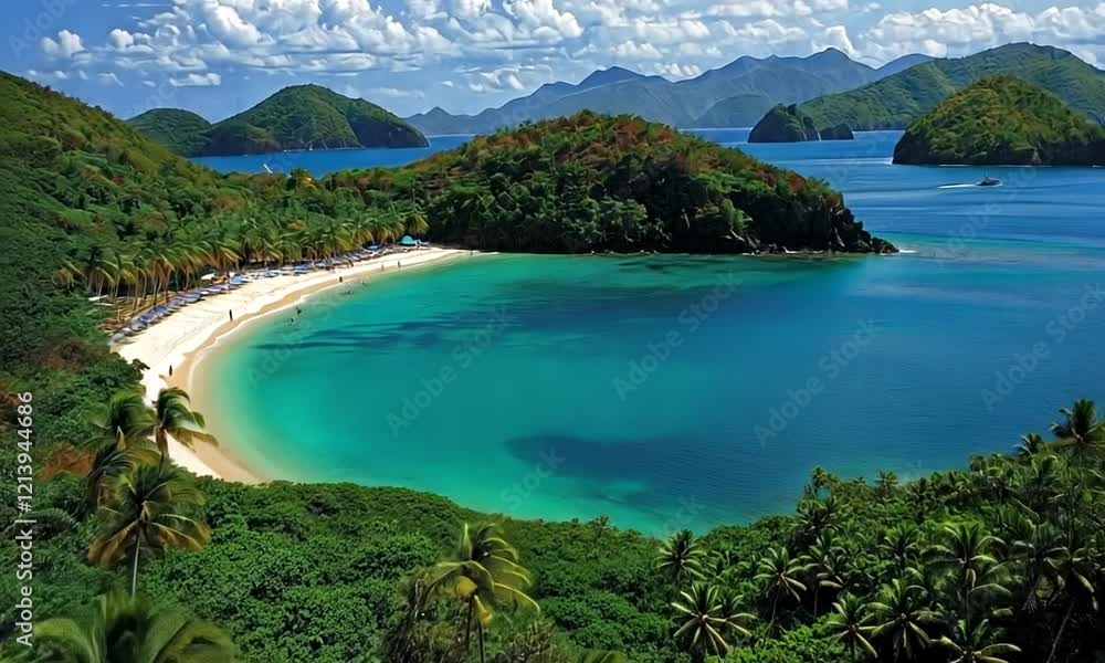 Caribbean Paradise: Secluded Beach Cove with Turquoise Waters Caribbean Paradise: Secluded Beach Cove with Turquoise Waters
