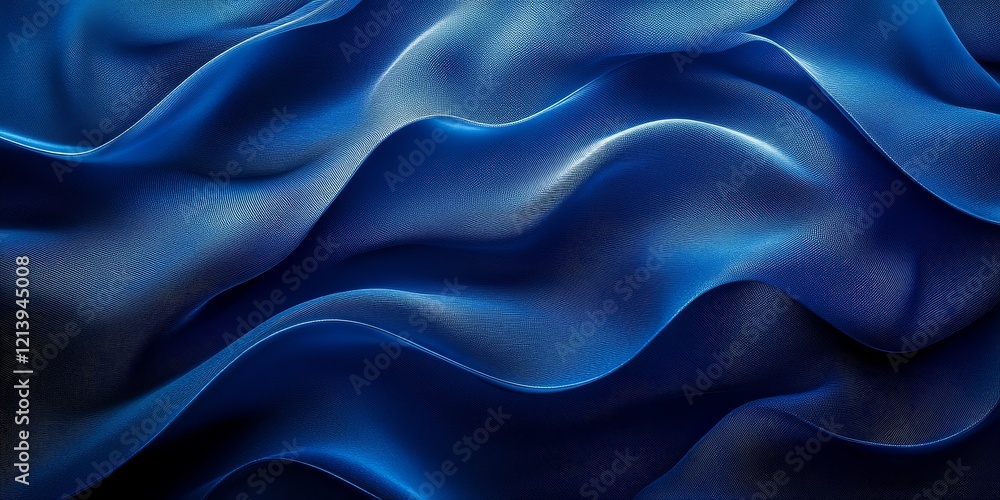 Obraz premium Dark blue background with silky texture, flowing curves, and simple lines, creating a high-end, elegant, and sophisticated style in high-definition.