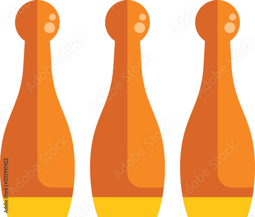 This vector icon features three bowling pins standing upright, ready for a game