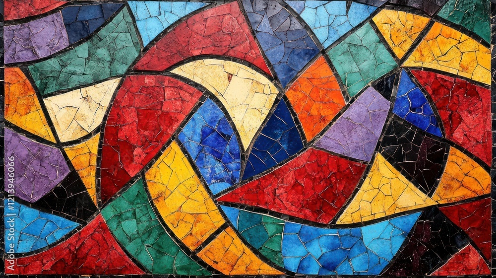 Abstract Colorful Craquelure Mosaic Tile Art Abstract Colorful Craquelure Mosaic Tile Art