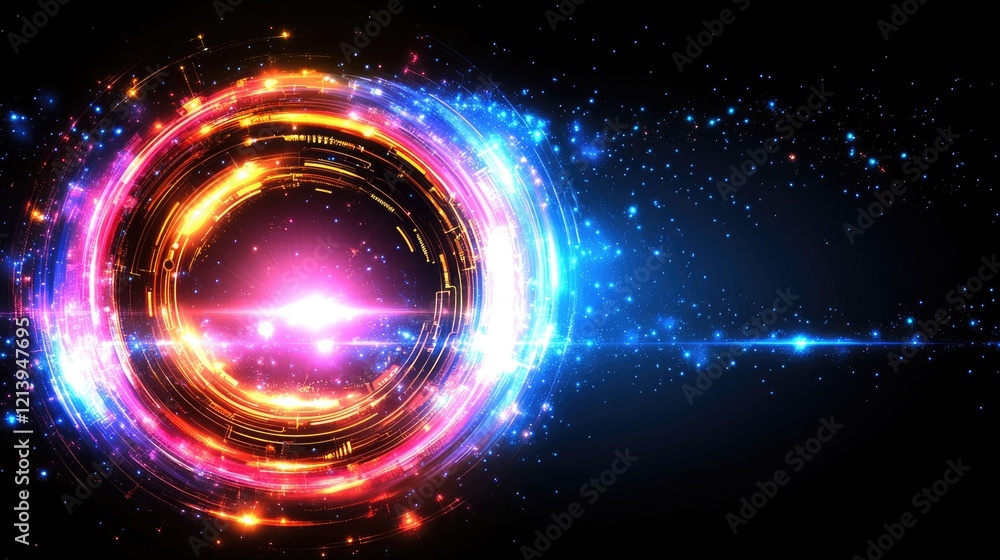 Obraz premium Vibrant cosmic portal with glowing energy effects