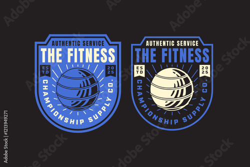 fit ball stability fitness retro badge logo vector design collection set for fitness, gym, bodybuilding, weightlifting, workout sport club. stability ball gym vintage illustration element designs