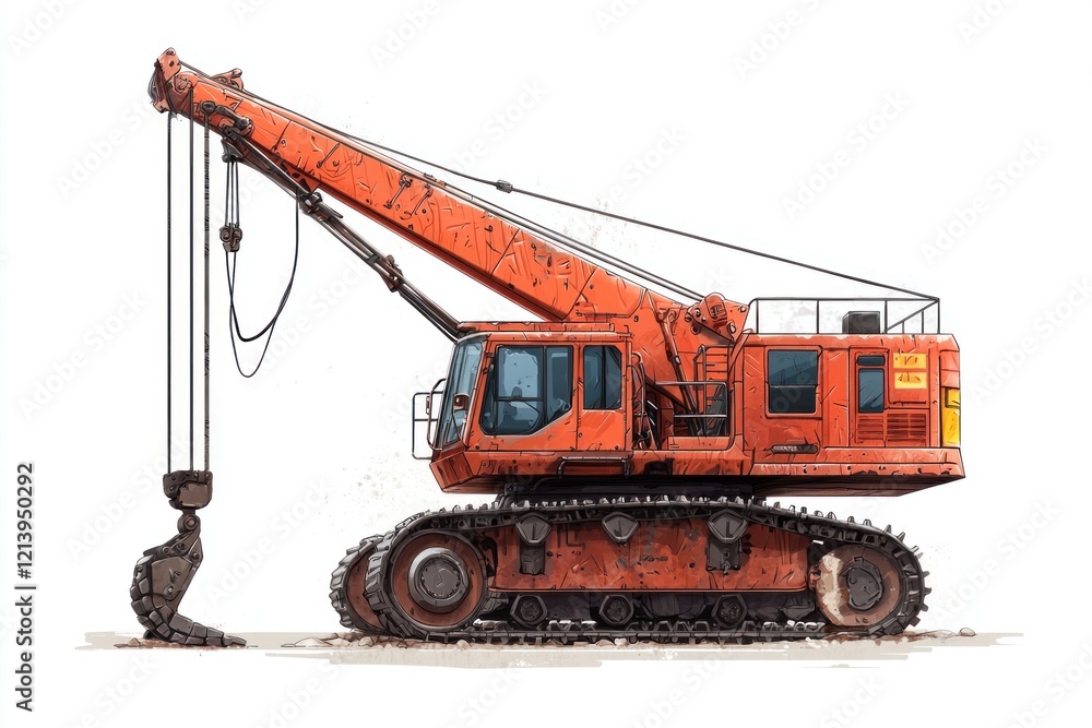 Crawler Crane isolated on white background. Crane icon. Heavy Machinery isolated on white. Construction Crane. Crawler Crane Design Element. Crane Vehicle Isolated for Designers. Crawler Crane isolated on white background. Crane icon. Heavy Machinery isolated on white. Construction Crane. Crawler Crane Design Element. Crane Vehicle Isolated for Designers.