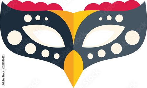 Colorful venetian carnival mask is lying on a white background, representing the mystery and joy of this festive event