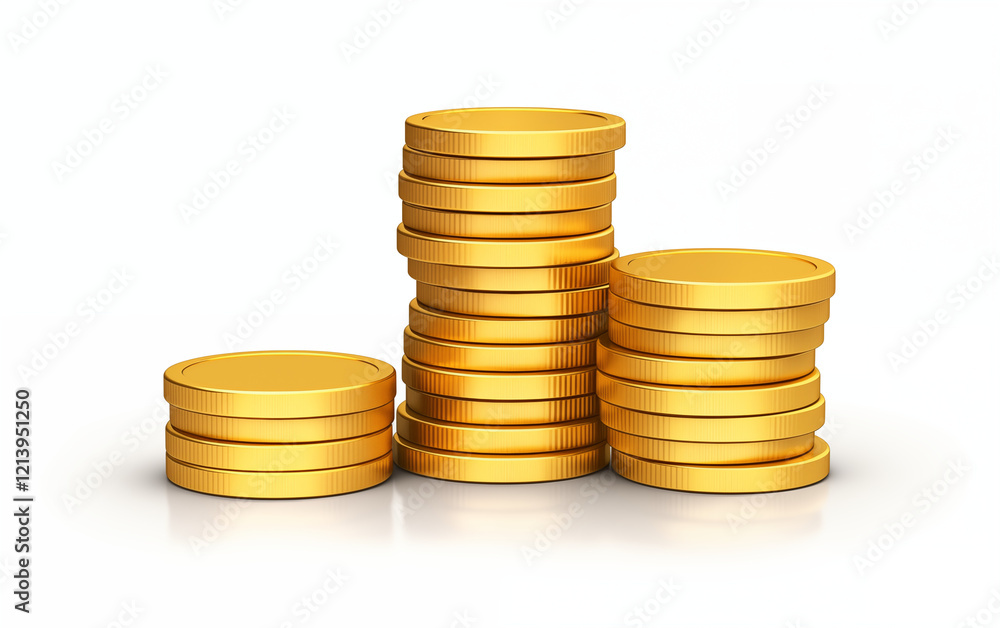 gold coin stack icon 3d realistic isolated on white background gold coin stack icon 3d realistic isolated on white background