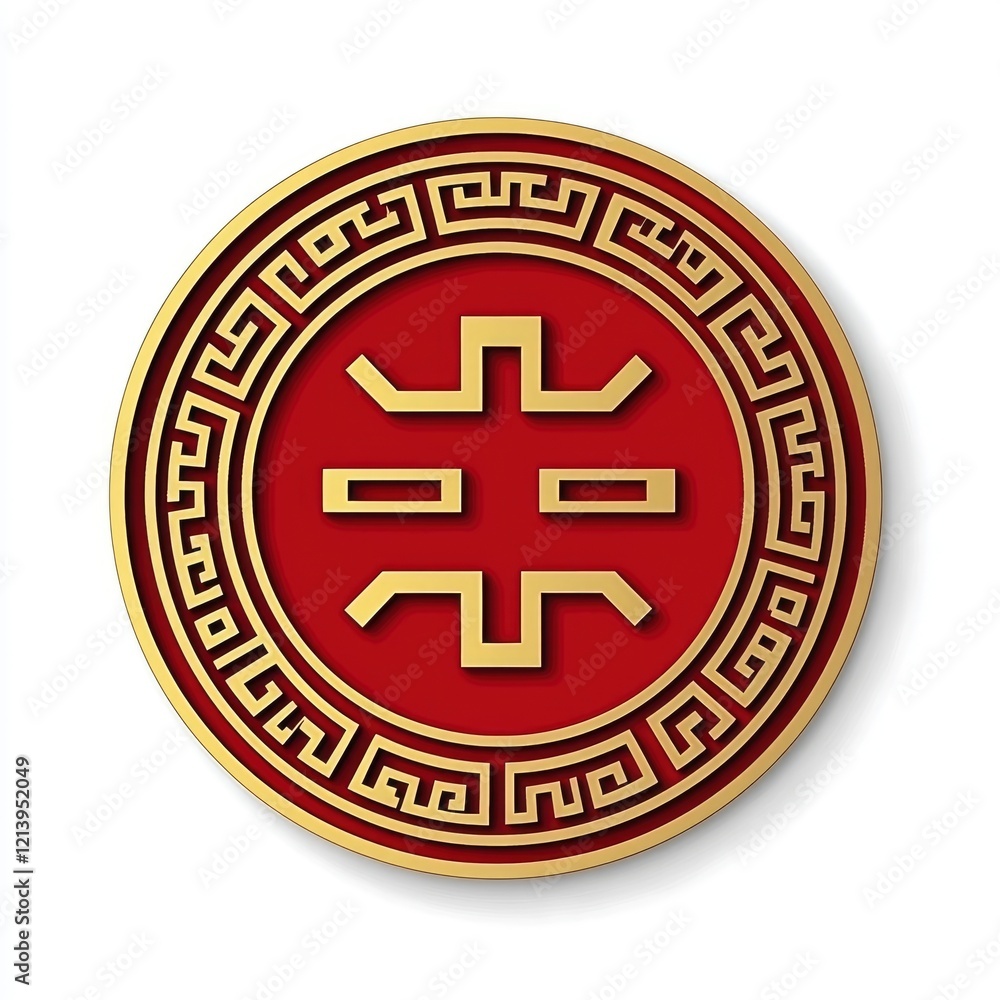 Red and Gold Chinese Symbol of Prosperity Round Seal Red and Gold Chinese Symbol of Prosperity Round Seal