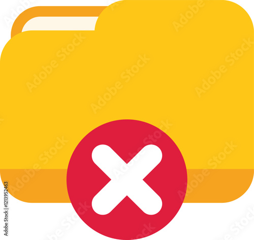 Yellow folder icon is marked for deletion with a red cross mark, representing the concept of data removal
