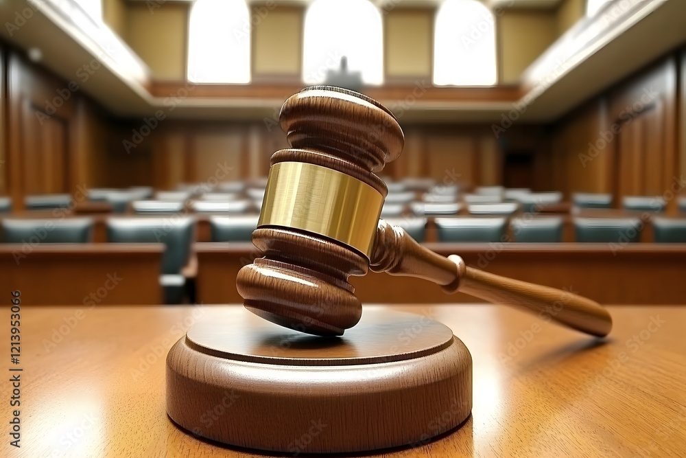 A creative view from beneath a judge’s gavel with the court seating blurred in the background. The top of the image offers space for a slogan about authority and justice in action. A creative view from beneath a judge’s gavel with the court seating blurred in the background. The top of the image offers space for a slogan about authority and justice in action.