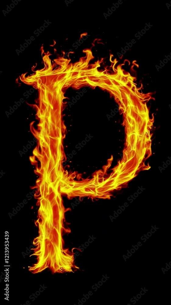 Fiery Letter P Created With Burning Flames on a Black Background Fiery Letter P Created With Burning Flames on a Black Background