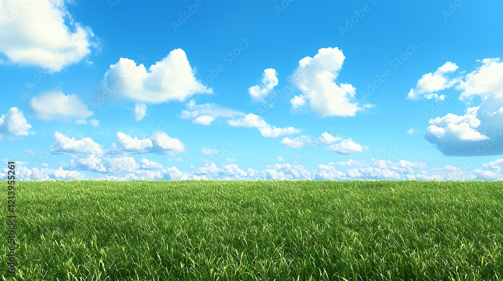 Serene Green Meadow Under a Summer Sky Serene Green Meadow Under a Summer Sky