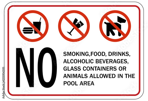 No smoking in pool area sign