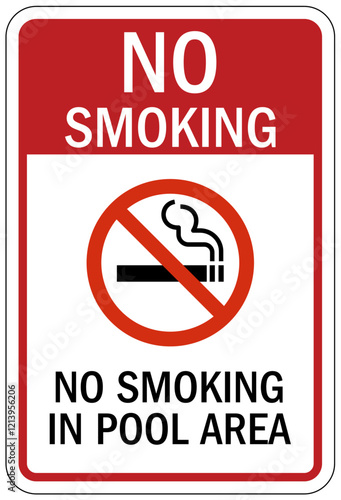 No smoking in pool area sign