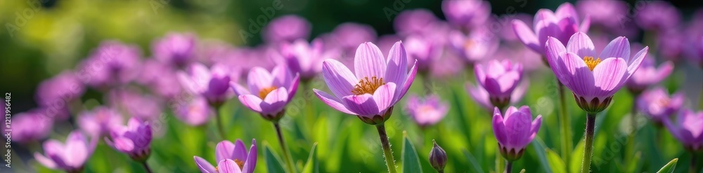 Delicate purple flowers unfolding in a garden bed, ruta graveolens, garden Delicate purple flowers unfolding in a garden bed, ruta graveolens, garden