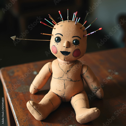 Cursed Doll on Wooden Table