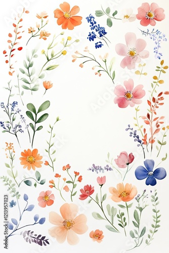 Wallpaper Mural Colorful floral frame showcases vibrant blooms and delicate gree Torontodigital.ca