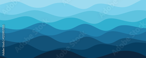 Blue Ocean Waves Abstract Background with Gradient Colors