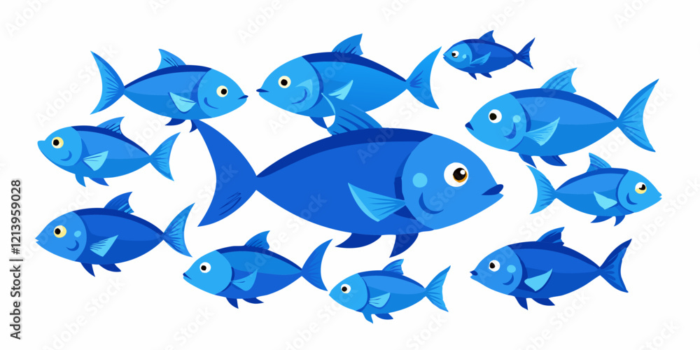Collection set of blue fish isolated on white background. Collection set of blue fish isolated on white background.