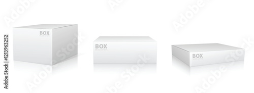 Set of Super Realistic White Box Mockup illustration Design isolated