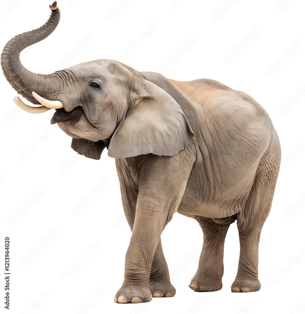 Obraz premium Elephant in front isolated on transparent background