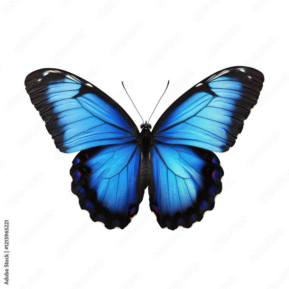 Fototapeta premium Blue Butterfly White Background on transparent background.