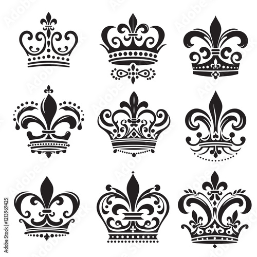 Luxurious And Royal Crown Silhouette Vector 