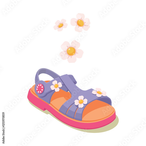 Pair of women's fashion ugly sneakers with big clunky sole. Side view of modern and trendy sports footwear. Colored flat vector illustration of stylish footgear isolated on white background