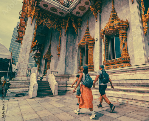 family traveling in Bangkok photo